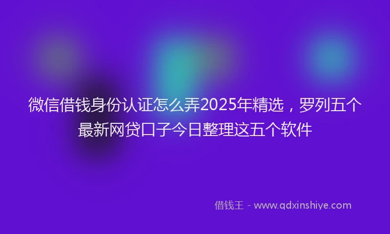 微信借钱身份认证怎么弄2025年精选，罗列五个最新网贷口子今日整理这五个软件