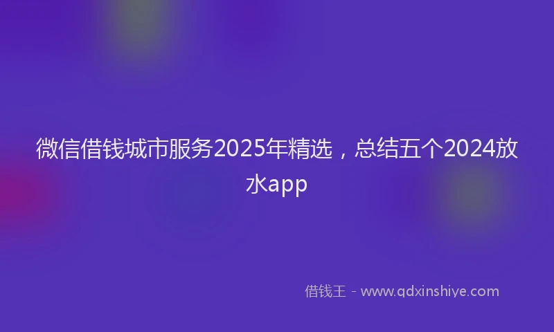 微信借钱城市服务2025年精选，总结五个2024放水app