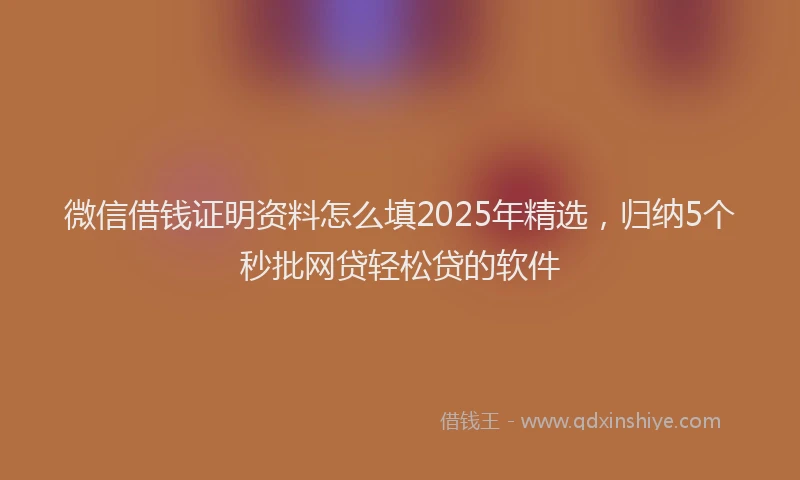 微信借钱证明资料怎么填2025年精选，归纳5个秒批网贷轻松贷的软件