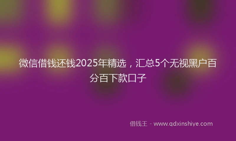 微信借钱还钱2025年精选，汇总5个无视黑户百分百下款口子