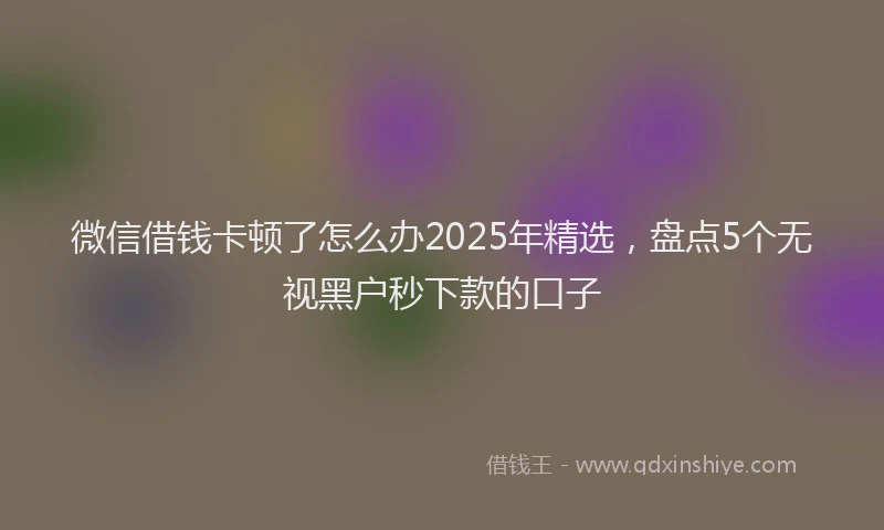 微信借钱卡顿了怎么办2025年精选，盘点5个无视黑户秒下款的口子