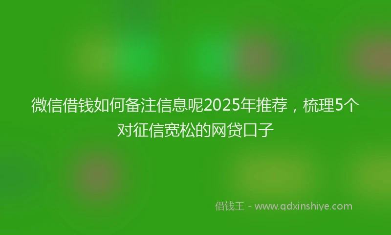 微信借钱如何备注信息呢2025年推荐，梳理5个对征信宽松的网贷口子