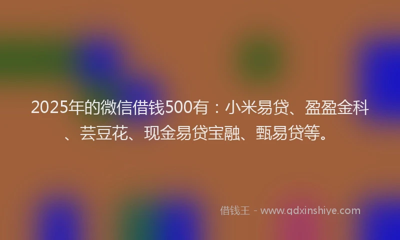 2025年的微信借钱500有：小米易贷、盈盈金科、芸豆花、现金易贷宝融、甄易贷等。