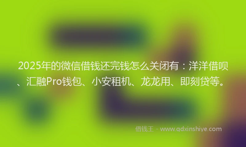 2025年的微信借钱还完钱怎么关闭有：洋洋借呗、汇融Pro钱包、小安租机、龙龙用、即刻贷等。