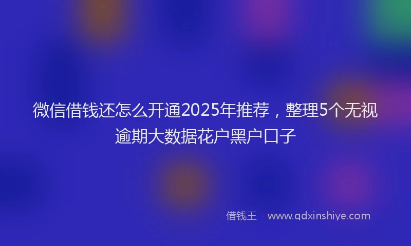 微信借钱还怎么开通2025年推荐，整理5个无视逾期大数据花户黑户口子