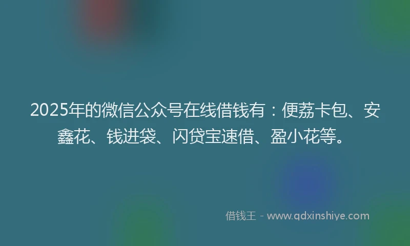 2025年的微信公众号在线借钱有：便荔卡包、安鑫花、钱进袋、闪贷宝速借、盈小花等。