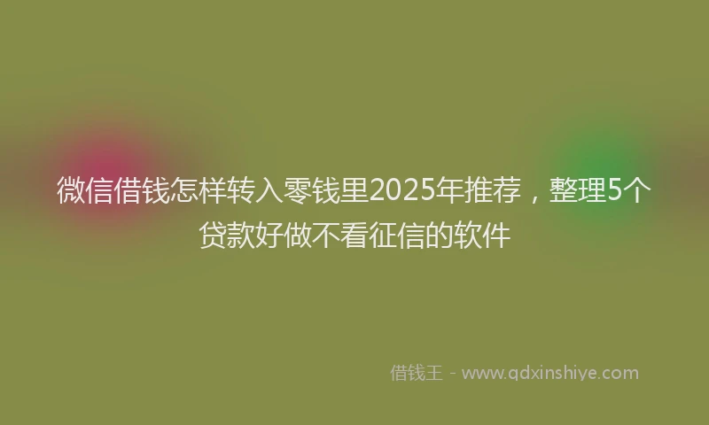 微信借钱怎样转入零钱里2025年推荐，整理5个贷款好做不看征信的软件