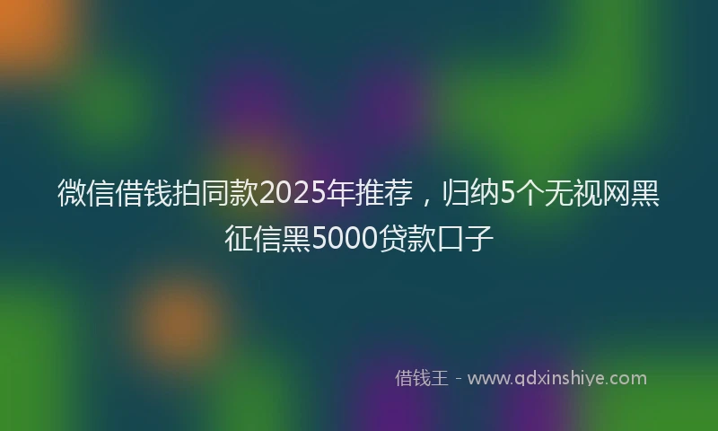 微信借钱拍同款2025年推荐，归纳5个无视网黑征信黑5000贷款口子