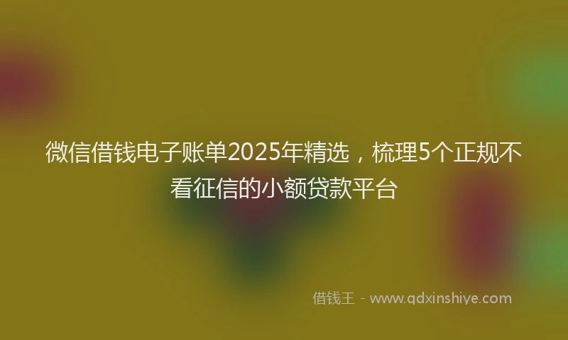 微信借钱电子账单2025年精选，梳理5个正规不看征信的小额贷款平台