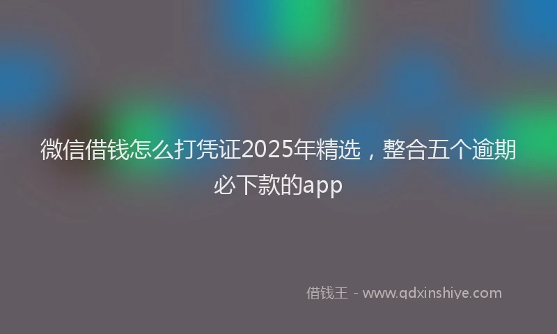 微信借钱怎么打凭证2025年精选，整合五个逾期必下款的app