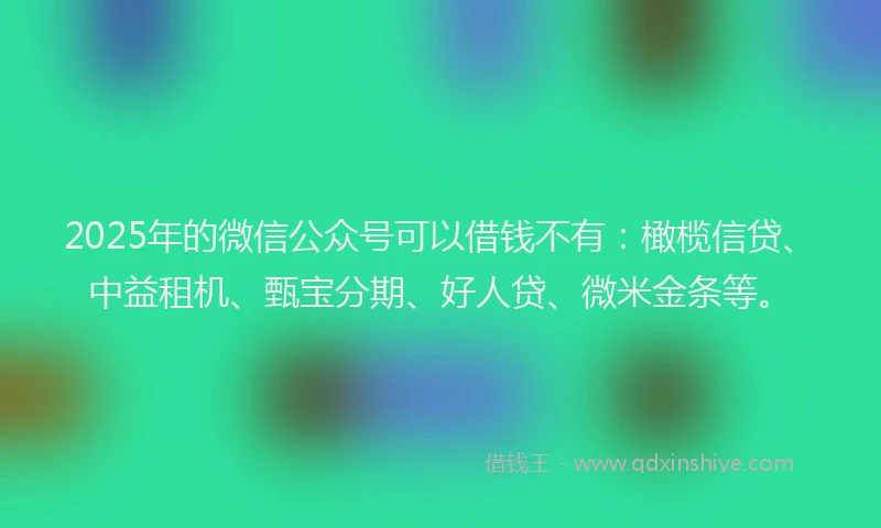 2025年的微信公众号可以借钱不有：橄榄信贷、中益租机、甄宝分期、好人贷、微米金条等。