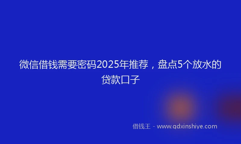 微信借钱需要密码2025年推荐，盘点5个放水的贷款口子