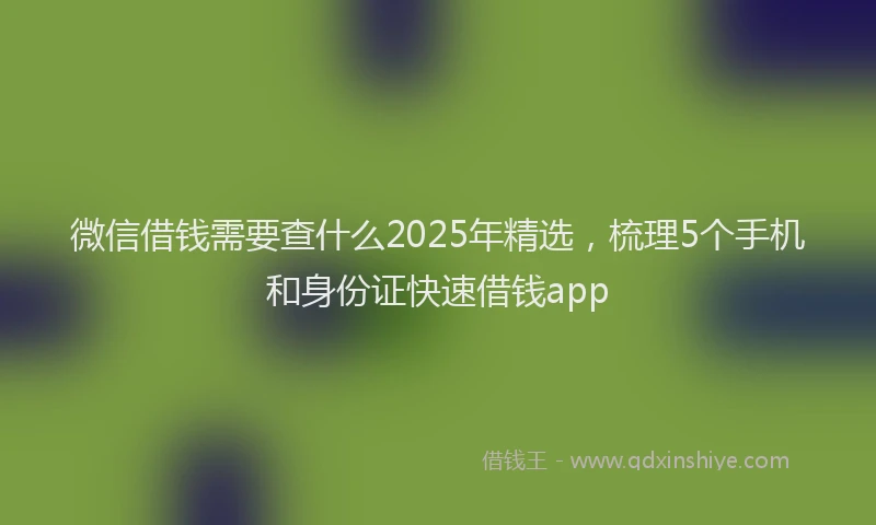 微信借钱需要查什么2025年精选，梳理5个手机和身份证快速借钱app