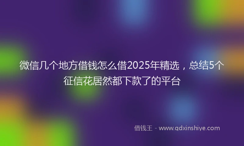 微信几个地方借钱怎么借2025年精选，总结5个征信花居然都下款了的平台