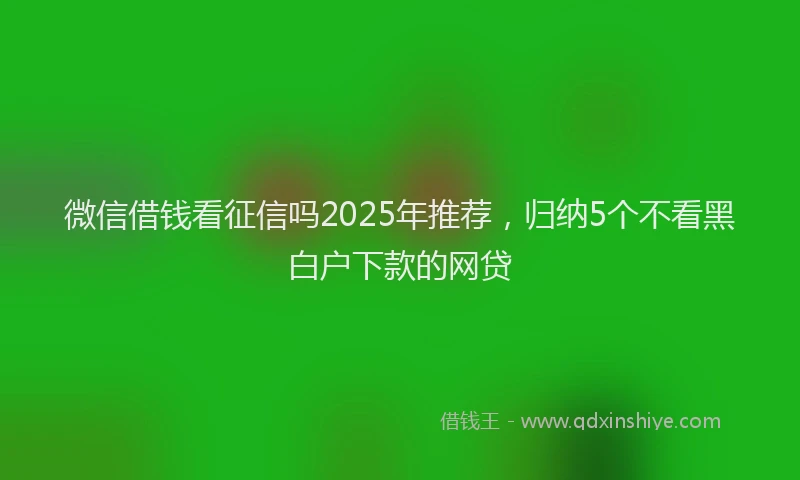 微信借钱看征信吗2025年推荐，归纳5个不看黑白户下款的网贷