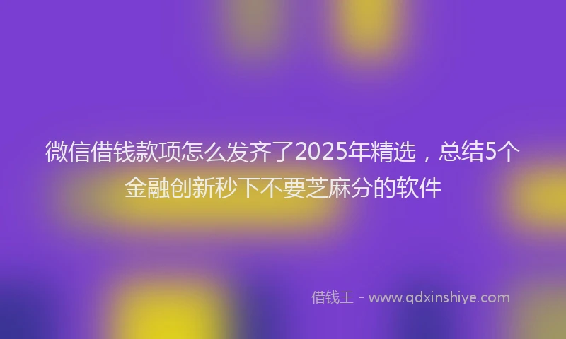 微信借钱款项怎么发齐了2025年精选，总结5个金融创新秒下不要芝麻分的软件