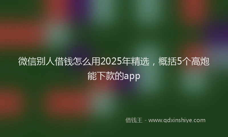 微信别人借钱怎么用2025年精选，概括5个高炮能下款的app