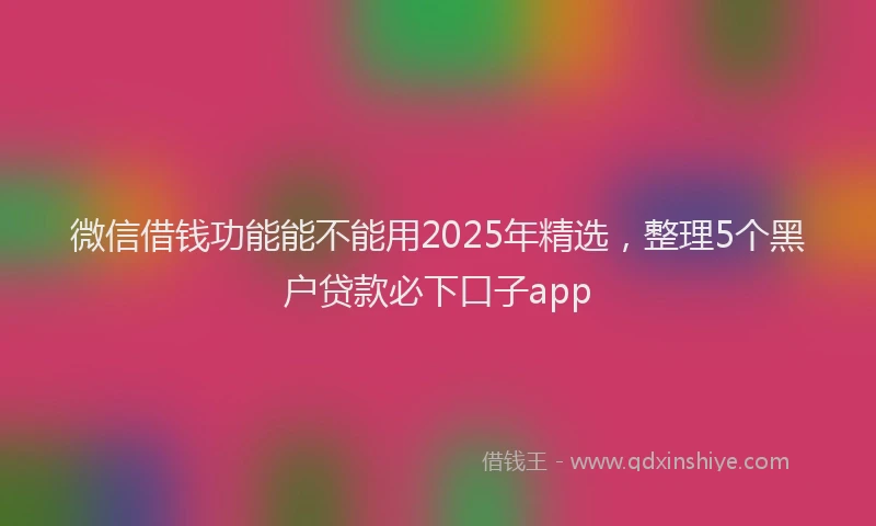 微信借钱功能能不能用2025年精选，整理5个黑户贷款必下口子app