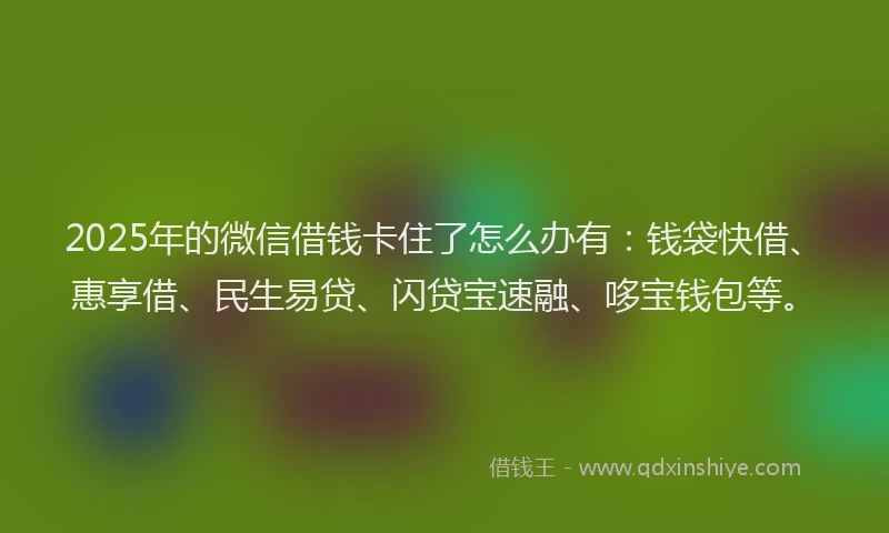2025年的微信借钱卡住了怎么办有：钱袋快借、惠享借、民生易贷、闪贷宝速融、哆宝钱包等。