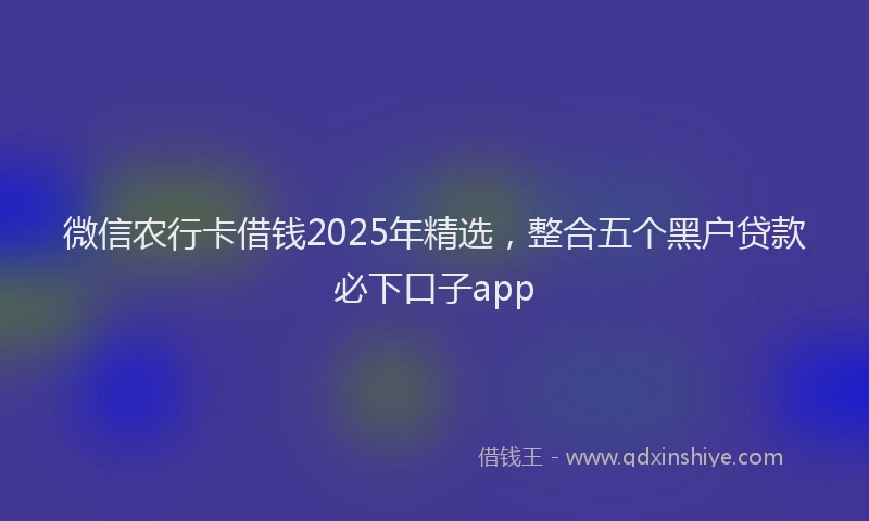 微信农行卡借钱2025年精选，整合五个黑户贷款必下口子app