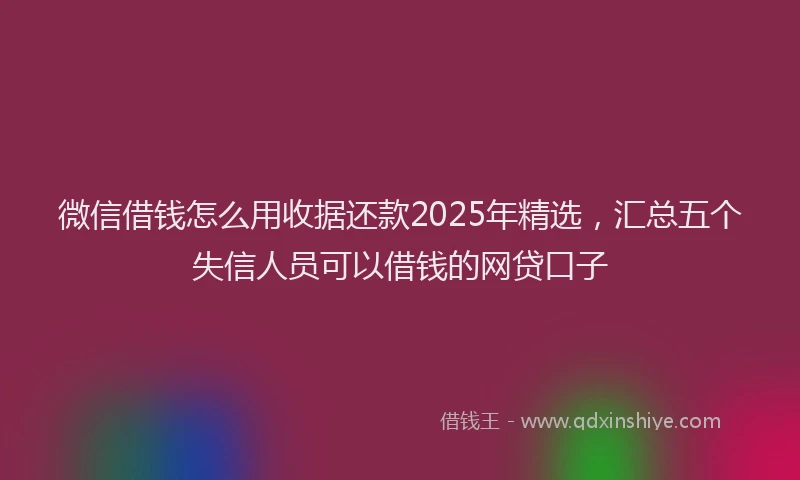 微信借钱怎么用收据还款2025年精选，汇总五个失信人员可以借钱的网贷口子