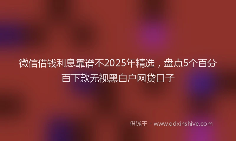 微信借钱利息靠谱不2025年精选，盘点5个百分百下款无视黑白户网贷口子