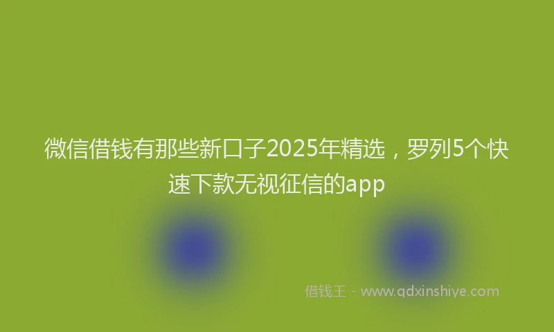 微信借钱有那些新口子2025年精选，罗列5个快速下款无视征信的app