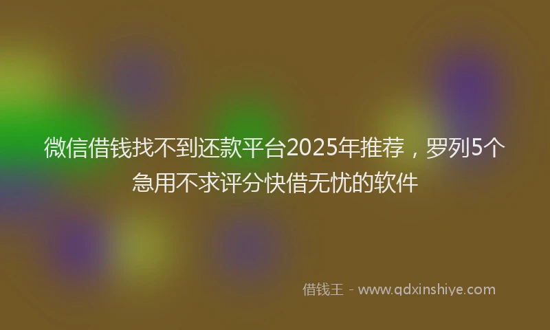 微信借钱找不到还款平台2025年推荐，罗列5个急用不求评分快借无忧的软件