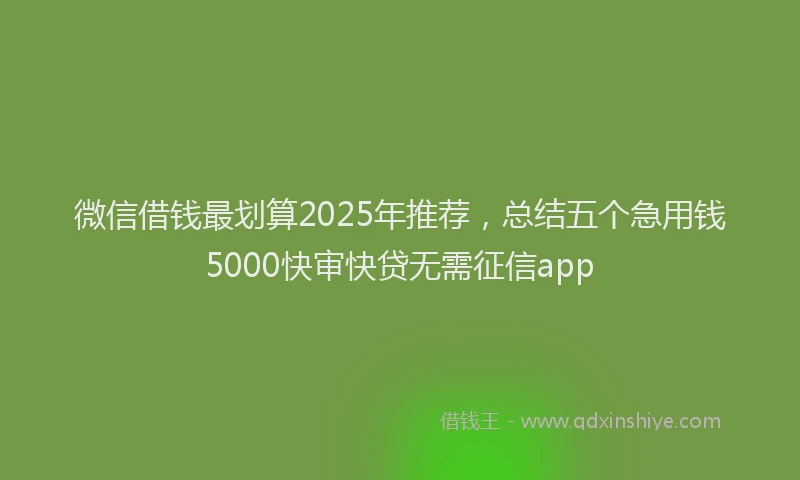 微信借钱最划算2025年推荐，总结五个急用钱5000快审快贷无需征信app