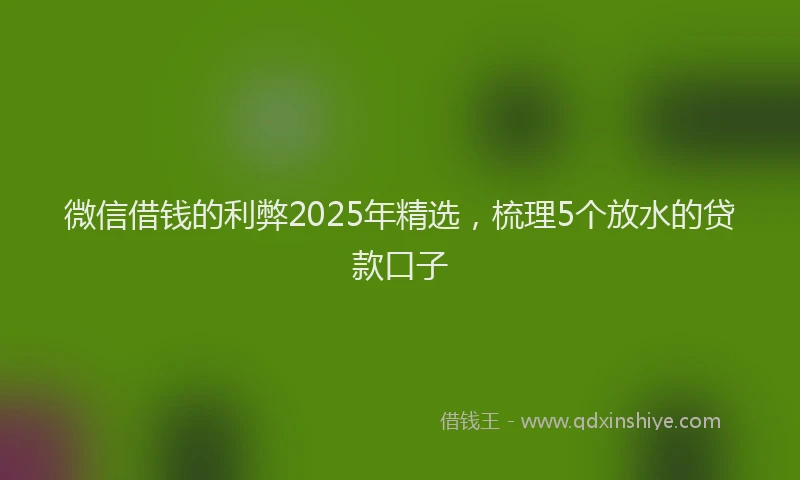 微信借钱的利弊2025年精选，梳理5个放水的贷款口子