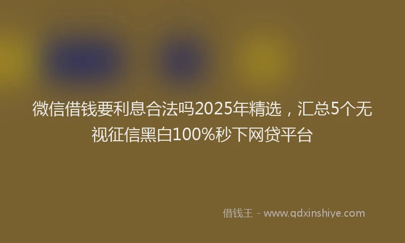 微信借钱要利息合法吗2025年精选，汇总5个无视征信黑白100%秒下网贷平台