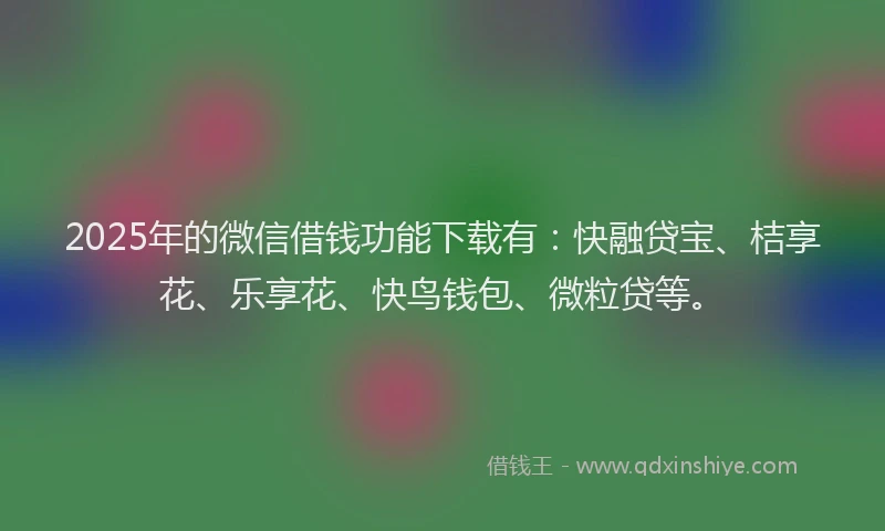 2025年的微信借钱功能下载有：快融贷宝、桔享花、乐享花、快鸟钱包、微粒贷等。