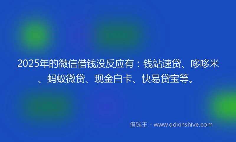 2025年的微信借钱没反应有：钱站速贷、哆哆米、蚂蚁微贷、现金白卡、快易贷宝等。
