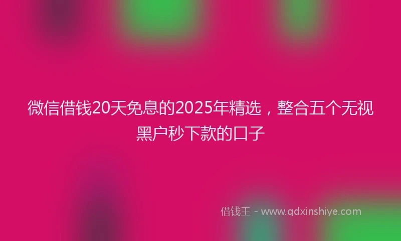 微信借钱20天免息的2025年精选，整合五个无视黑户秒下款的口子