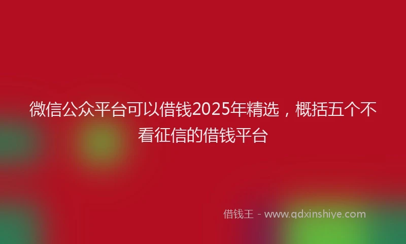微信公众平台可以借钱2025年精选，概括五个不看征信的借钱平台