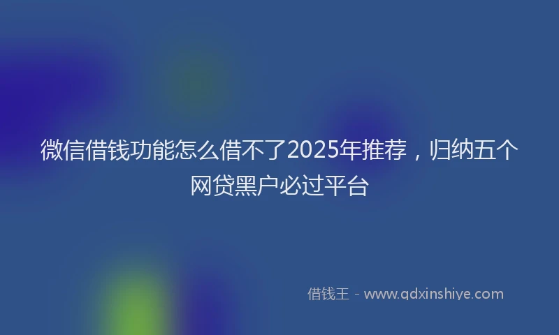 微信借钱功能怎么借不了2025年推荐，归纳五个网贷黑户必过平台