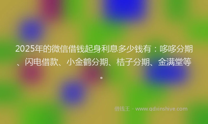 2025年的微信借钱起身利息多少钱有：哆哆分期、闪电借款、小金鹤分期、桔子分期、金满堂等。