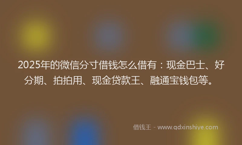 2025年的微信分寸借钱怎么借有：现金巴士、好分期、拍拍用、现金贷款王、融通宝钱包等。