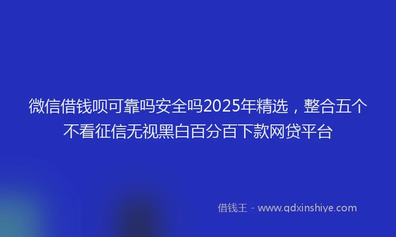 微信借钱呗可靠吗安全吗2025年精选，整合五个不看征信无视黑白百分百下款网贷平台