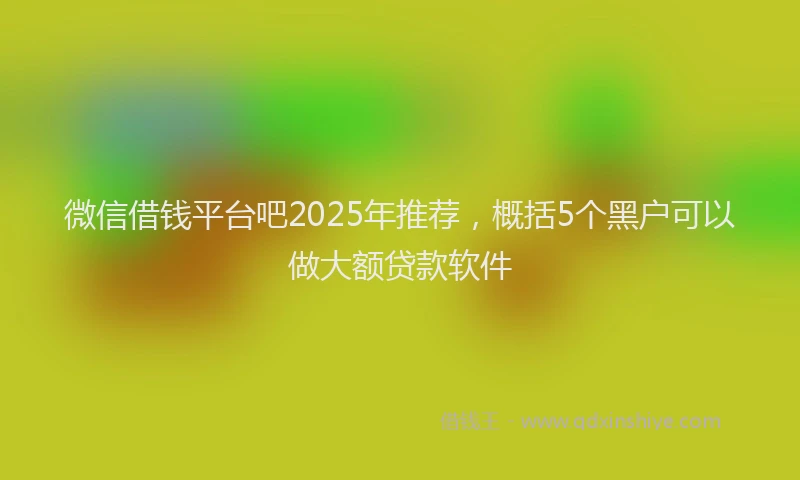 微信借钱平台吧2025年推荐，概括5个黑户可以做大额贷款软件