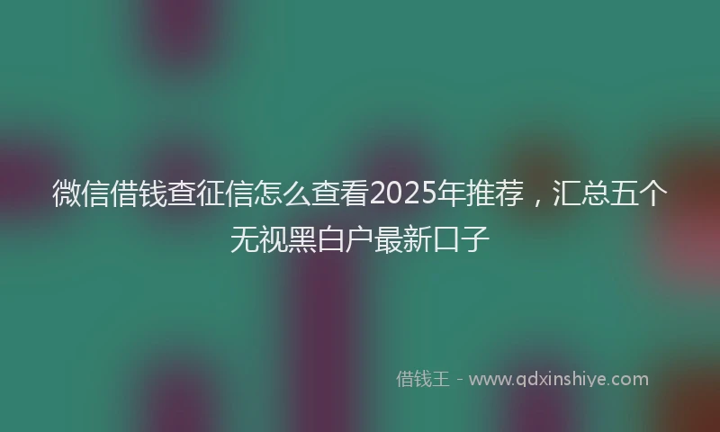 微信借钱查征信怎么查看2025年推荐，汇总五个无视黑白户最新口子
