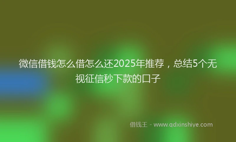微信借钱怎么借怎么还2025年推荐，总结5个无视征信秒下款的口子