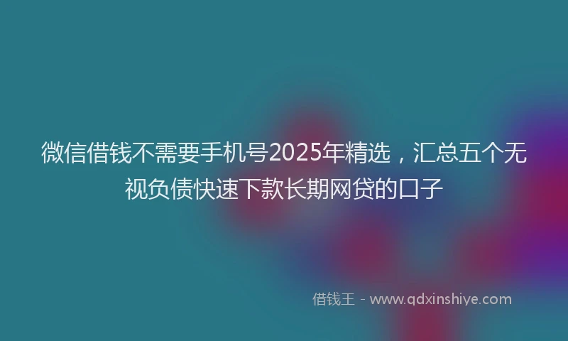 微信借钱不需要手机号2025年精选，汇总五个无视负债快速下款长期网贷的口子