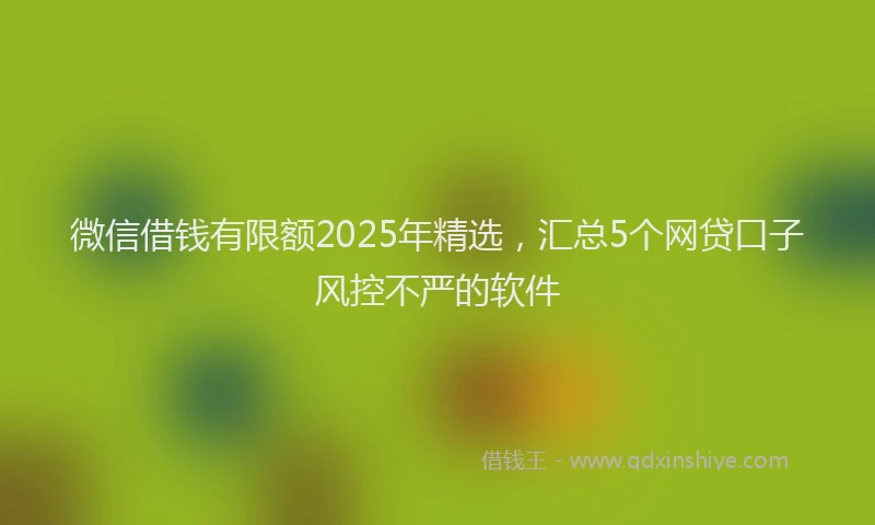 微信借钱有限额2025年精选，汇总5个网贷口子风控不严的软件