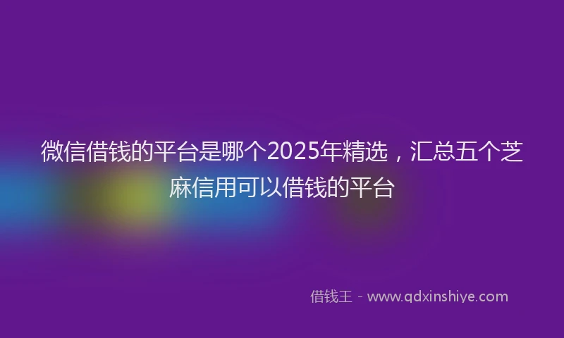微信借钱的平台是哪个2025年精选，汇总五个芝麻信用可以借钱的平台