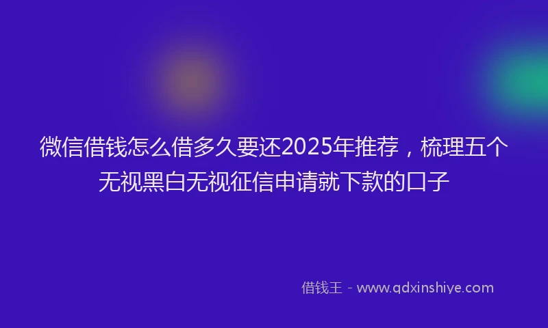 微信借钱怎么借多久要还2025年推荐，梳理五个无视黑白无视征信申请就下款的口子