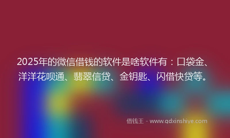 2025年的微信借钱的软件是啥软件有：口袋金、洋洋花呗通、翡翠信贷、金钥匙、闪借快贷等。