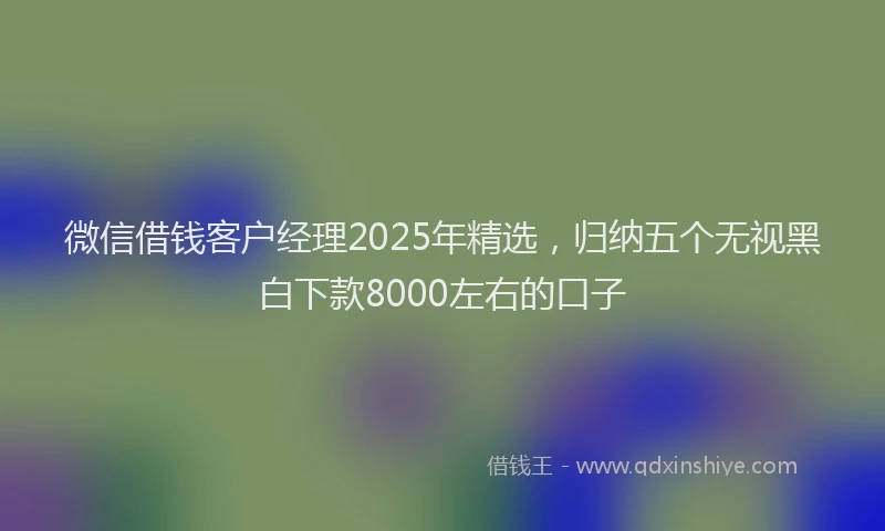 微信借钱客户经理2025年精选，归纳五个无视黑白下款8000左右的口子