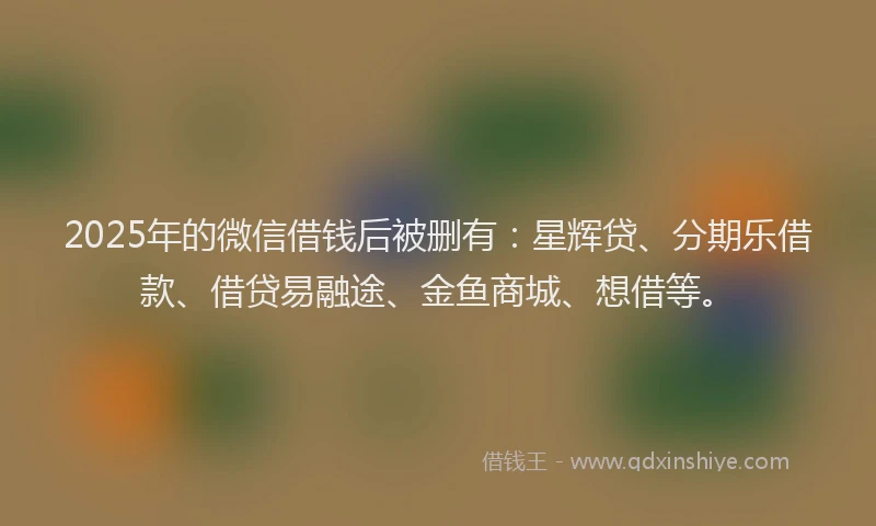 2025年的微信借钱后被删有：星辉贷、分期乐借款、借贷易融途、金鱼商城、想借等。