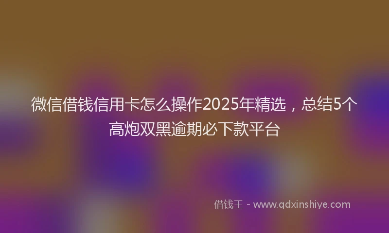 微信借钱信用卡怎么操作2025年精选，总结5个高炮双黑逾期必下款平台